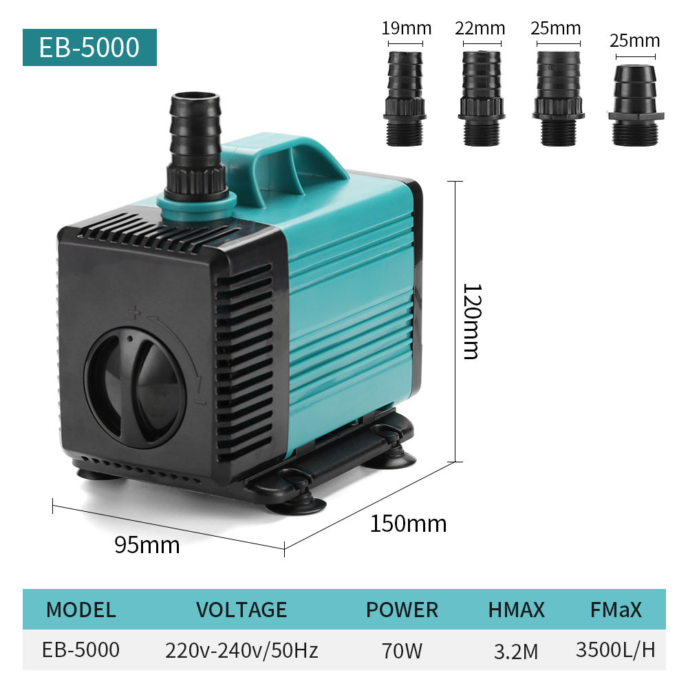 Fish Tank Filter Pump - ปั๊มน้ำแบบจุ่มใต้น้ำสำหรับตู้ปลา 70-105 วัตต์ ปั๊มน้ำพุกรองน้ำ ปั๊มน้ำเงียบสำหรับบ่อปลา ปั๊มน้ำพุแบบดูดด้านข้าง