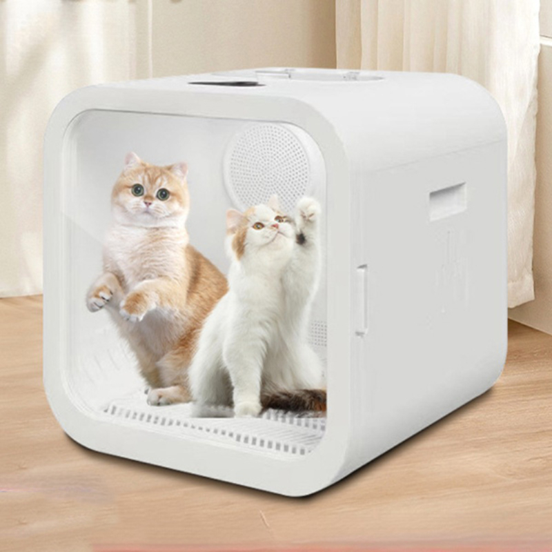 Pet Supplies For Less - 68L ขนาดใหญ่ความจุสัตว์เลี้ยงกล่องแห้งแมวอัตโนมัติเครื่องเป่าเงียบสมาร์ทบ้านขนาดใหญ่เป่าผมเครื่องมือ APP ควบคุมอุปกรณ์แมว