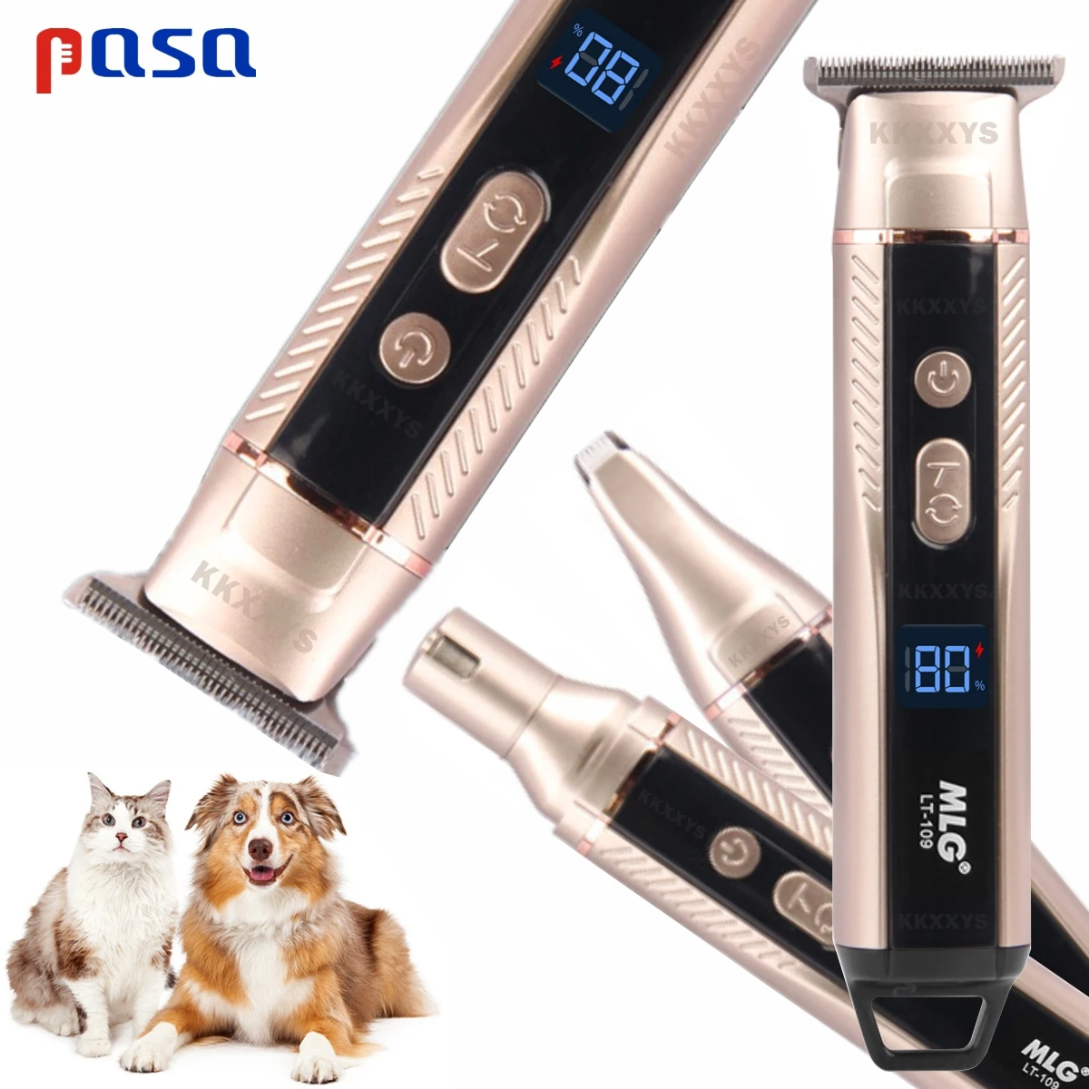 Pet Supplies For Less - สัตว์เลี้ยงผมTrimmer 3in1 อาชีพแมวสุนัขไฟฟ้าผมClipper Puppy Groomingเครื่องโกนหนวดภาษาโปลิชคําเล็บชุดชาร์จUSB PET