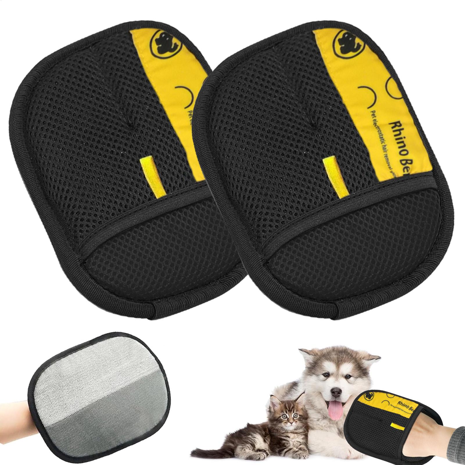 Pet Grooming Glove - ถุงมือกำจัดขนสัตว์เลี้ยงแบบป้องกันไฟฟ้าสถิตย์ 1 คู่ สำหรับกำจัดขนสัตว์เลี้ยงที่ตกอยู่ในบ้าน ใช้งานได้ดี ประหยัด