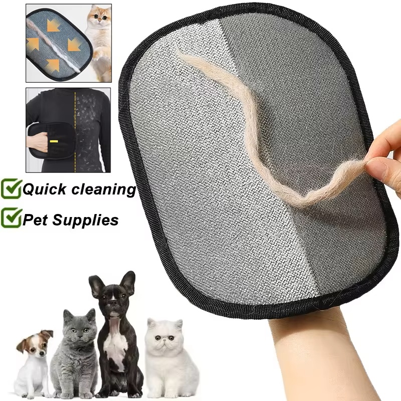 Pet Grooming Glove - เครื่องมือกำจัดขนสัตว์เลี้ยง ถุงมือกำจัดขนแบบใช้ซ้ำได้ ถุงมือกรูมมิ่งสองด้านสำหรับสัตว์เลี้ยง กำจัดขนสัตว์ออกจากพรม