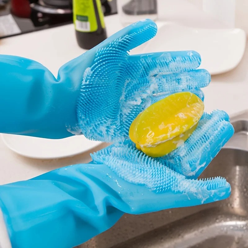 Pet Grooming Glove - ถุงมือทำความสะอาดสัตว์เลี้ยง ถุงมืออาบน้ำสุนัขและแมว ถุงมือขัดทำความสะอาดอเนกประสงค์ ฟองน้ำซิลิโคนสำหรับขจัดขน