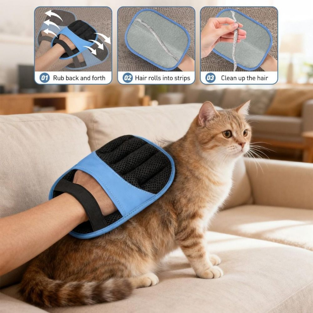 ถุงมือกำจัดขนสัตว์เลี้ยงแบบใช้ - Pet Grooming Glove บทวิจารณ์และราคา